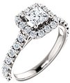 14K White 4.5x4.5 mm Square 3/4 CTW Natural Diamond Semi-Set Engagement Ring