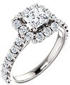14K White 5x5 mm Square 3/4 CTW Natural Diamond Semi-Set Engagement Ring