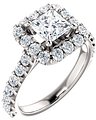14K White 5.5x5.5 mm Square 7/8 CTW Natural Diamond Semi-Set Engagement Ring