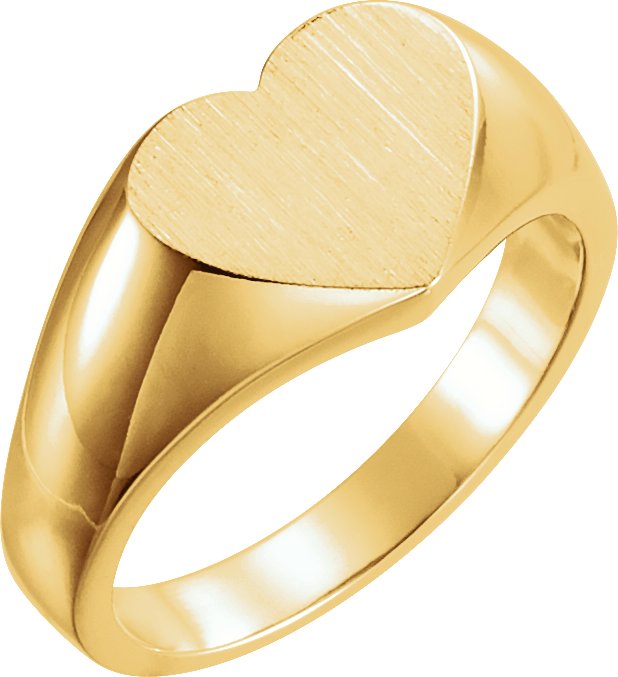 14K Yellow 11x10 mm Heart Signet Ring