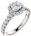 14K White 5x5 mm Cushion 5/8 CTW Natural Diamond Semi-Set Engagement Ring
