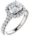 14K White 7x7 mm Cushion 3/4 CTW Natural Diamond Semi-Set Engagement Ring
