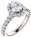14K White 7x5 mm Oval 3/4 CTW Natural Diamond Semi-Set Engagement Ring
