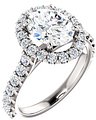 14K White 9x7 mm Oval 3/4 CTW Natural Diamond Semi-Set Engagement Ring