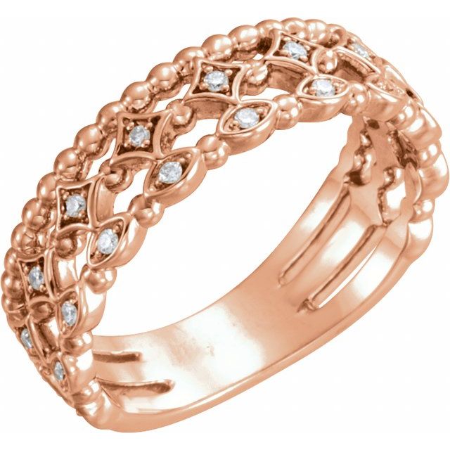 14K Rose 1/8 CTW Stackable Diamond Ring