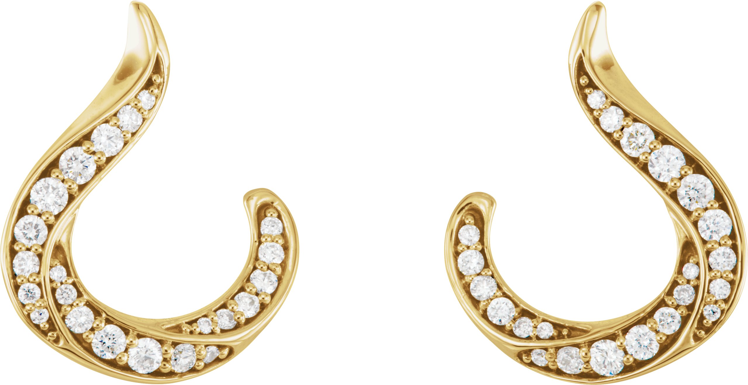 14K Yellow 3/8 CTW Diamond Freeform Earrings