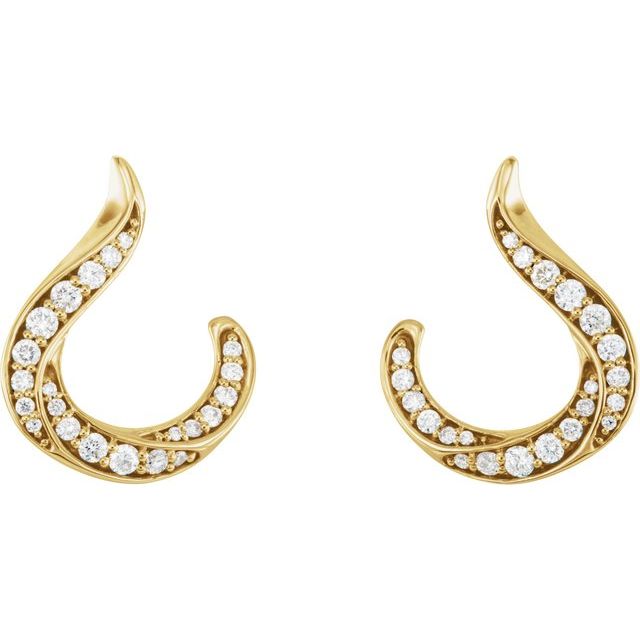 14K Yellow 3/8 CTW Natural Diamond Freeform Earrings