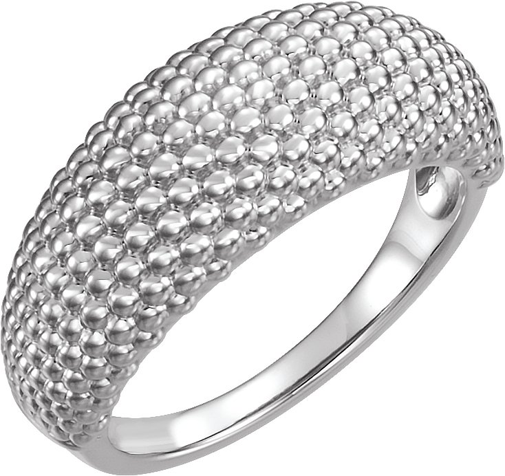 Sterling Silver Beaded Dome Ring 