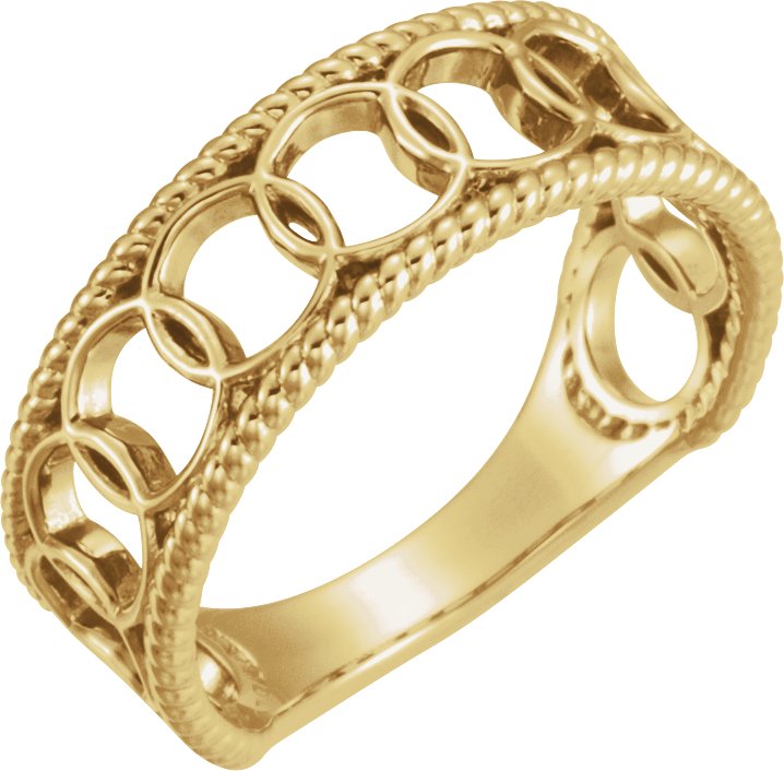 14K Yellow Geometric Rope Ring 