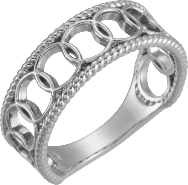 Sterling Silver Geometric Rope Ring 