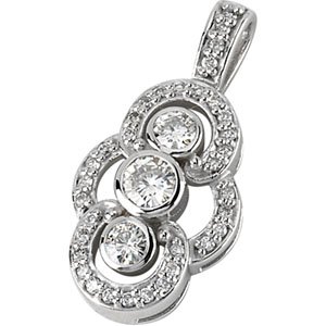 3 Stone Moissanite and Diamond Pendant .38 CTW and .17 CTW Ref 306171