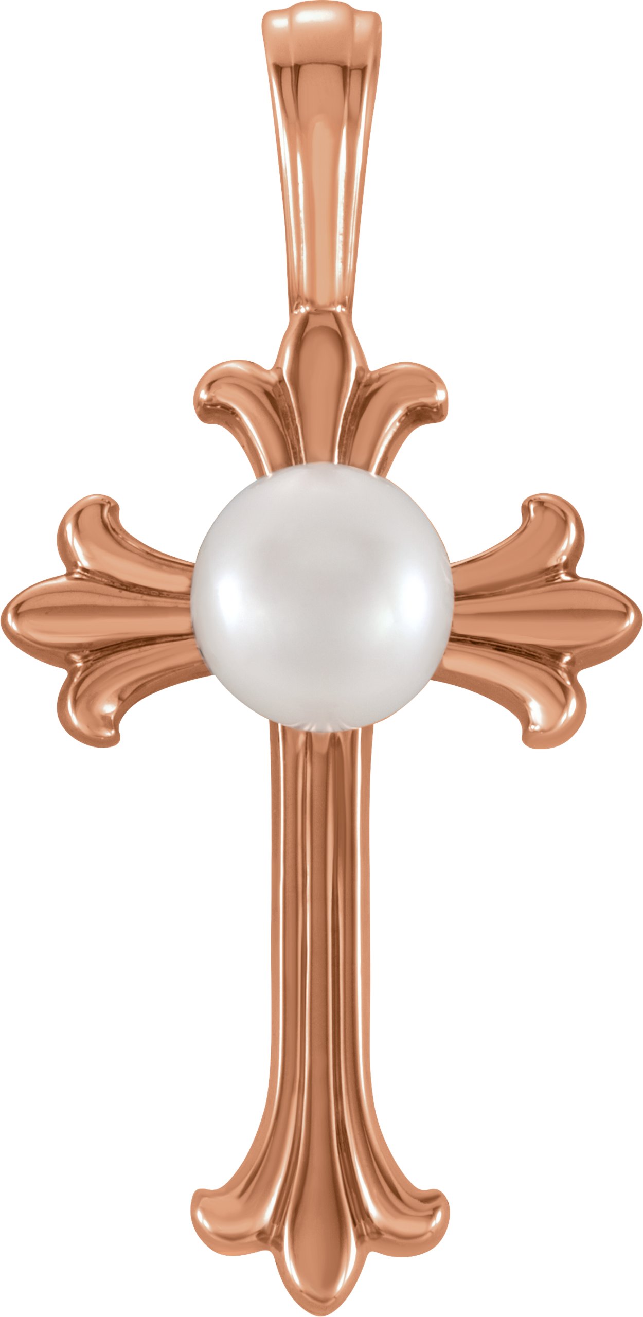 14K Rose Freshwater Cultured Pearl Cross Pendant Ref. 12577081