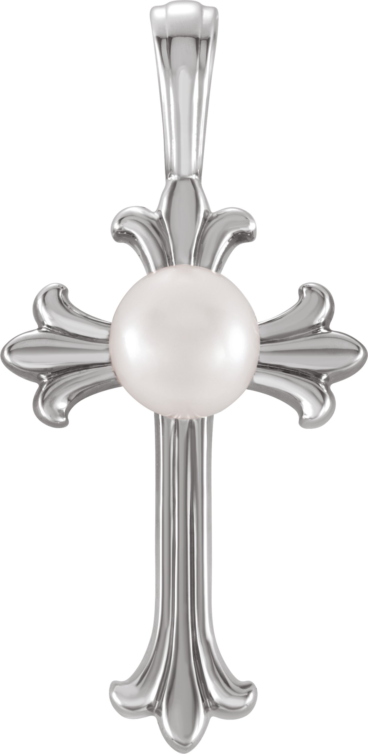 Sterling Silver Freshwater Cultured Pearl Cross Pendant  