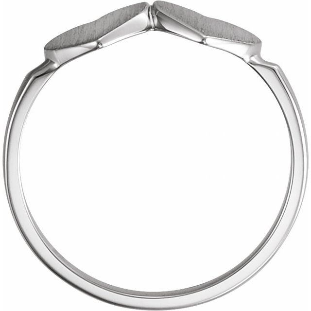 14K White 13.8x7 mm Double Heart Signet Ring