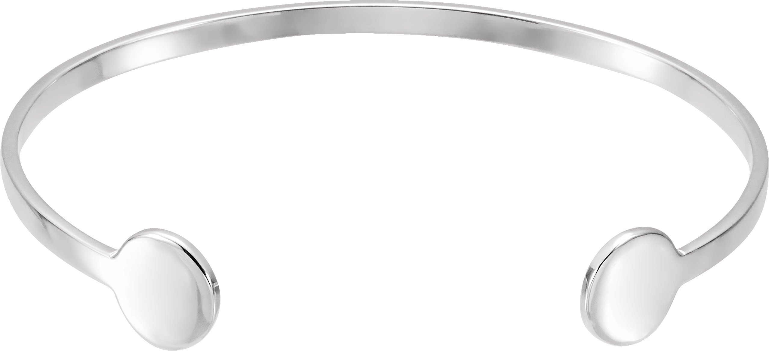 14K White Engravable Cuff 6 3/4" Bracelet 