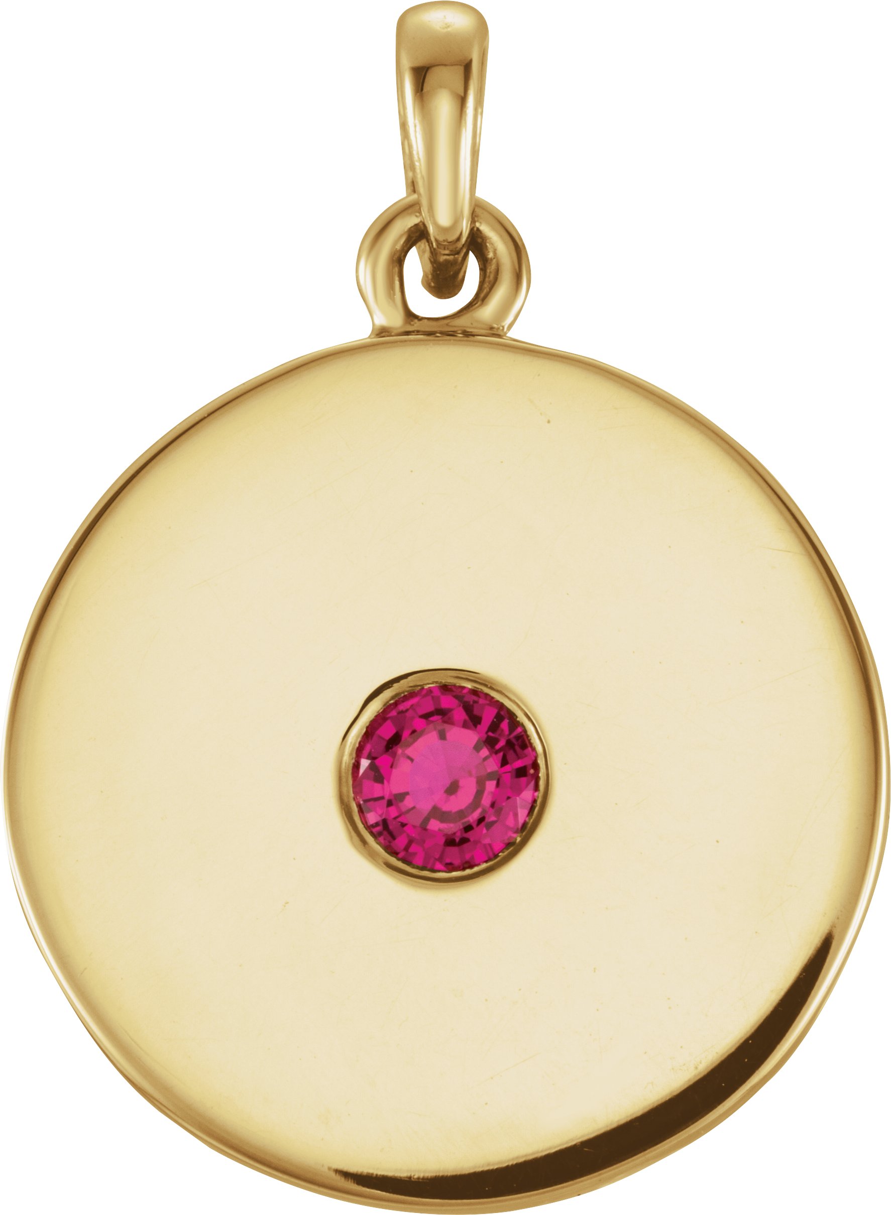 14K Yellow Ruby Disc Pendant