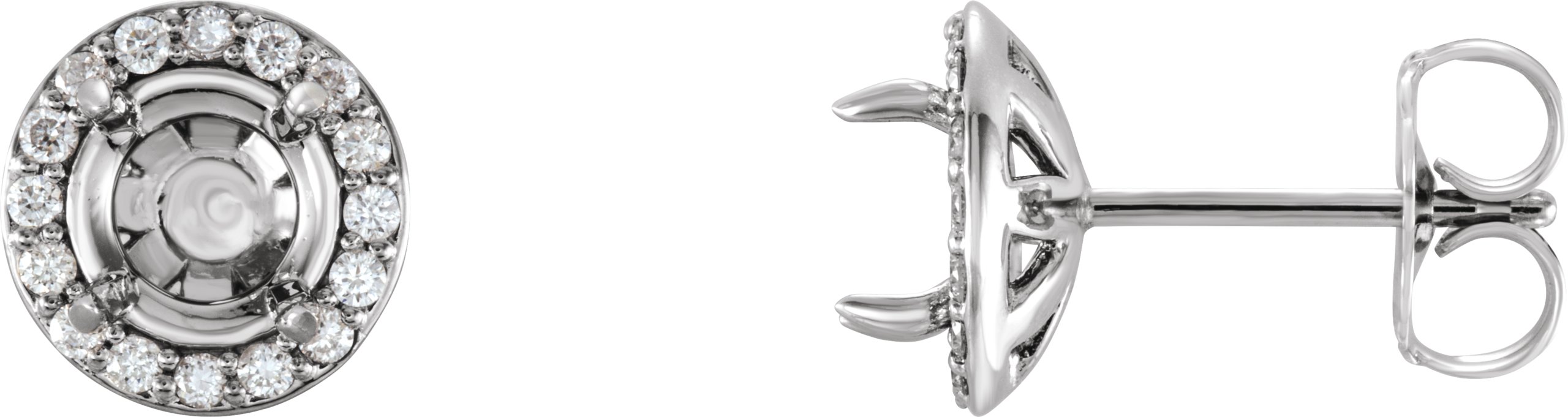 Round 4-Prong Halo-Style Earrings