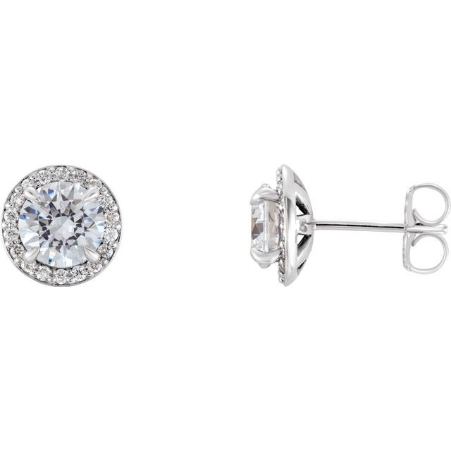 Platinum 3/8 CTW Natural Diamond Halo-Style Earrings 