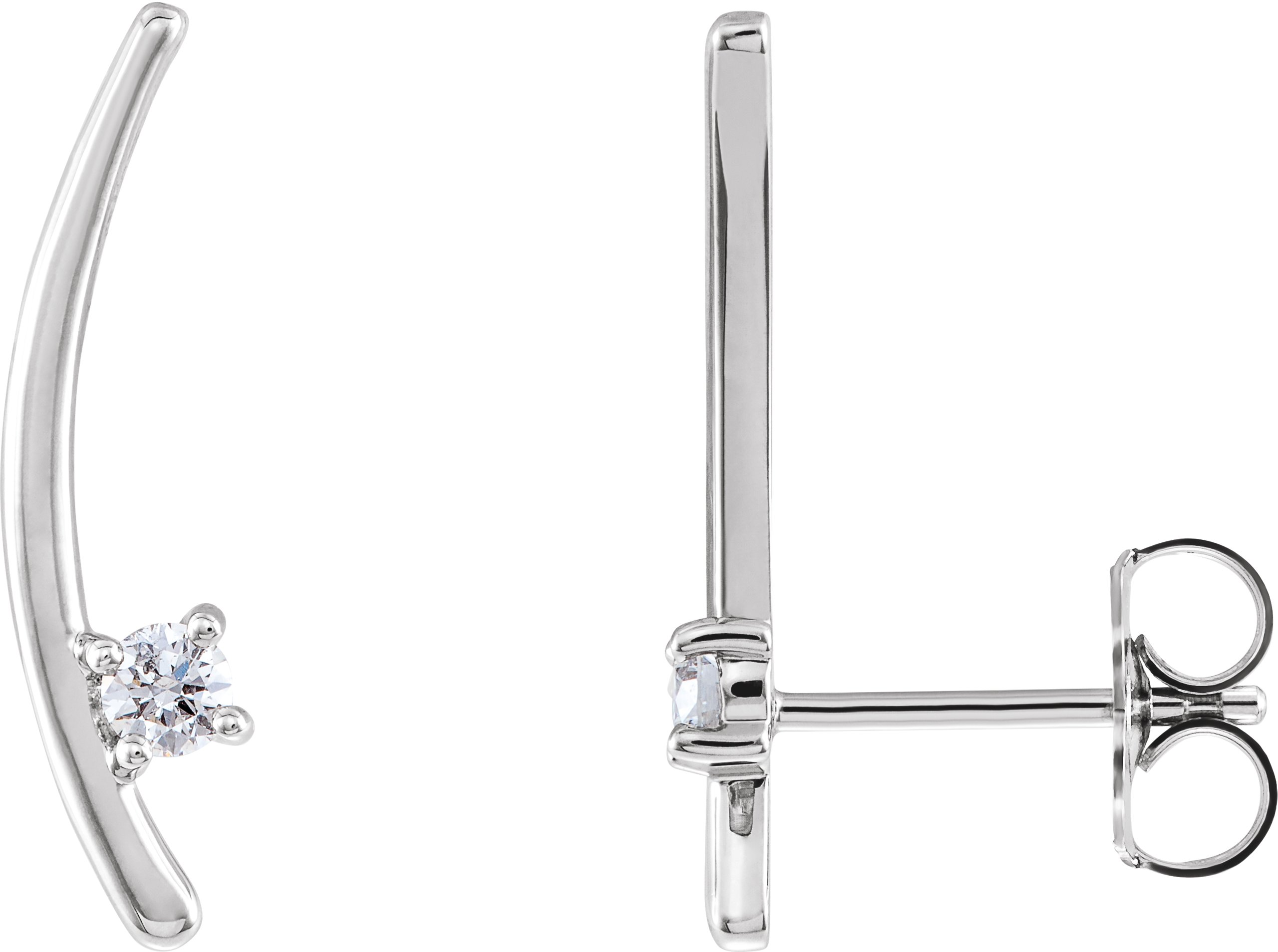 14K White 1/8 CTW Natural Diamond Ear Climbers