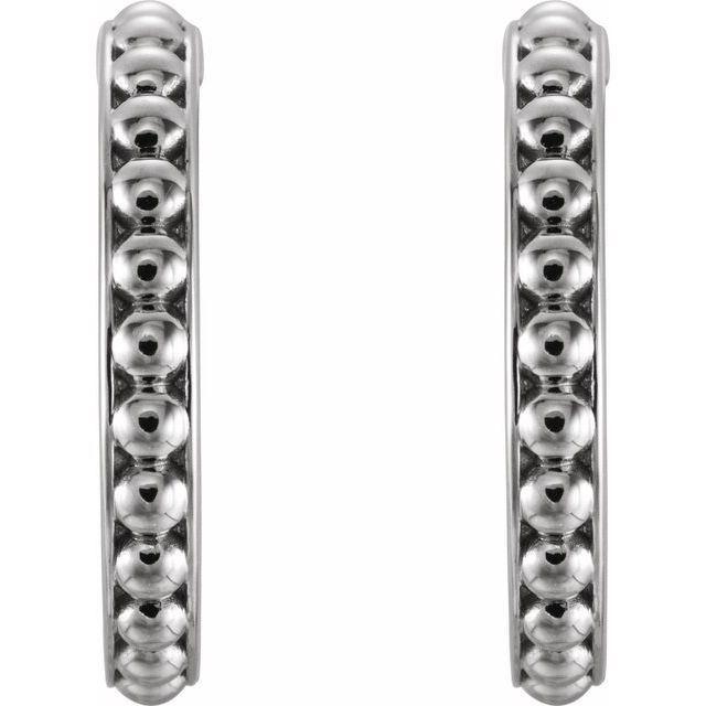 Sterling Silver 20 mm Beaded Hoop Earrings