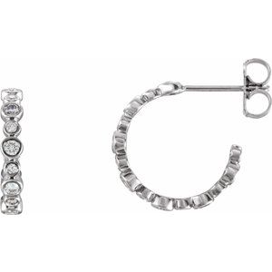 14K White 3/8 CTW Natural Diamond Huggie Earrings