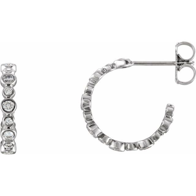 14K White 3/8 CTW Natural Diamond Huggie Earrings