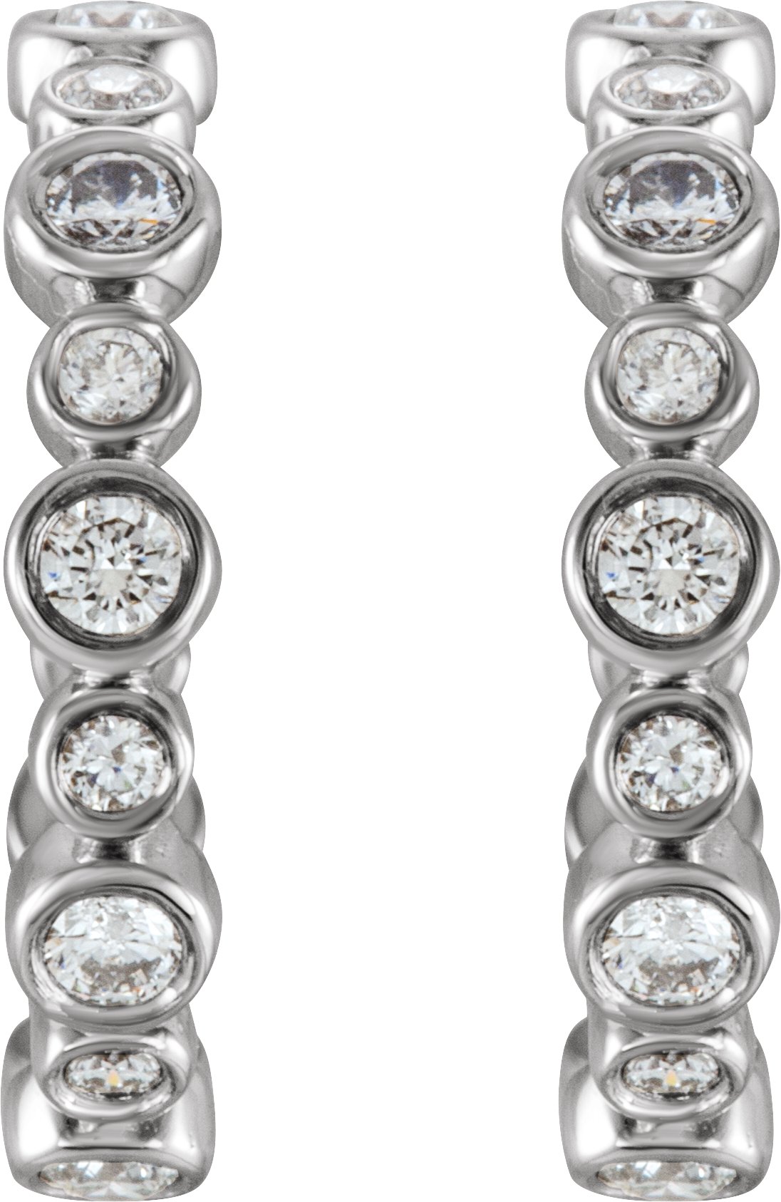 14K White 3/8 CTW Diamond Huggie Earrings