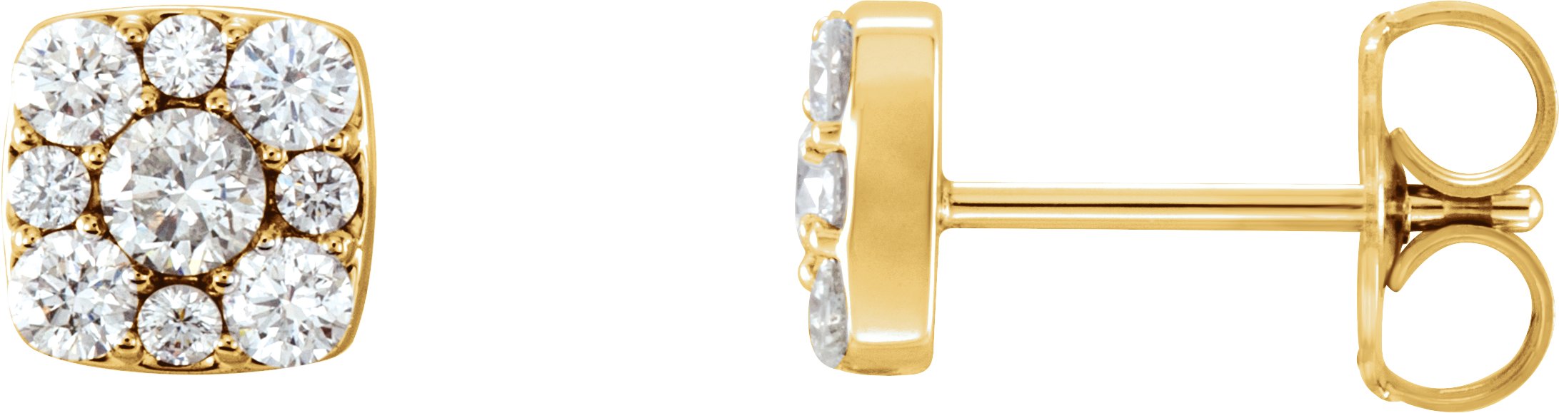 14K Yellow 1/2 CTW Natural Diamond Cluster Earrings