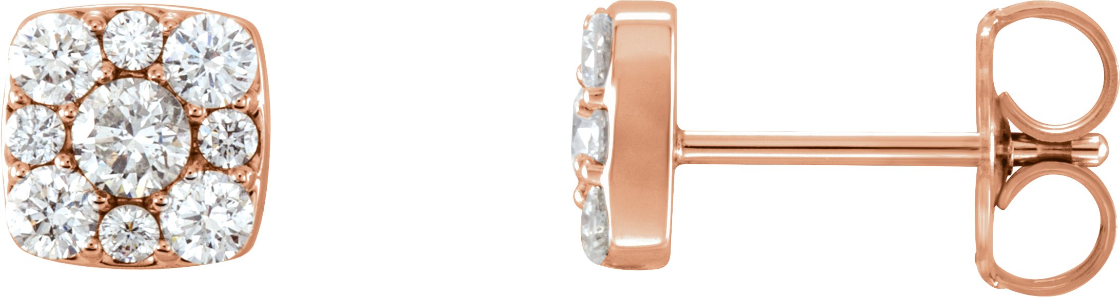 14K Rose Gold 1/2 CTW Natural Diamond Cluster Earrings