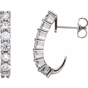 14K White 1 3/8 CTW Diamond J-Hoop Earrings