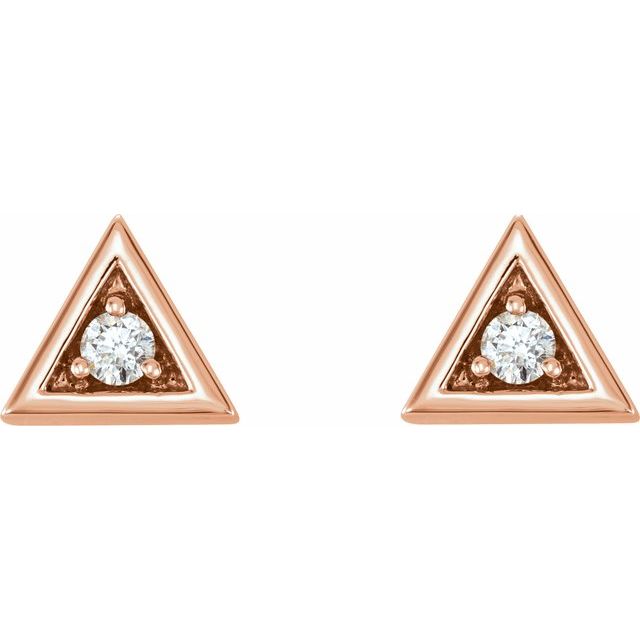 14K Rose 1/8 CTW Natural Diamond Triangle Earrings