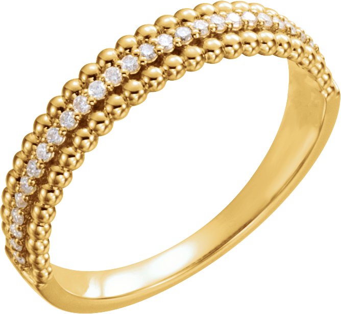 14K Yellow 1/6 CTW Diamond Beaded Ring