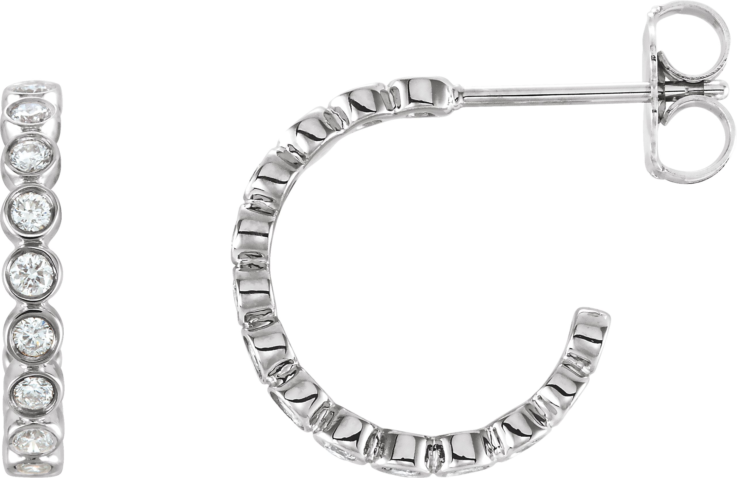 14K White .375 CTW Diamond Hoop Earrings Ref. 12591852