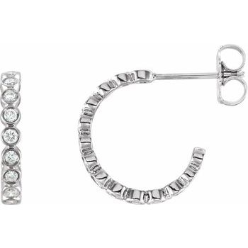 14K White .375 CTW Diamond Hoop Earrings Ref. 12591852