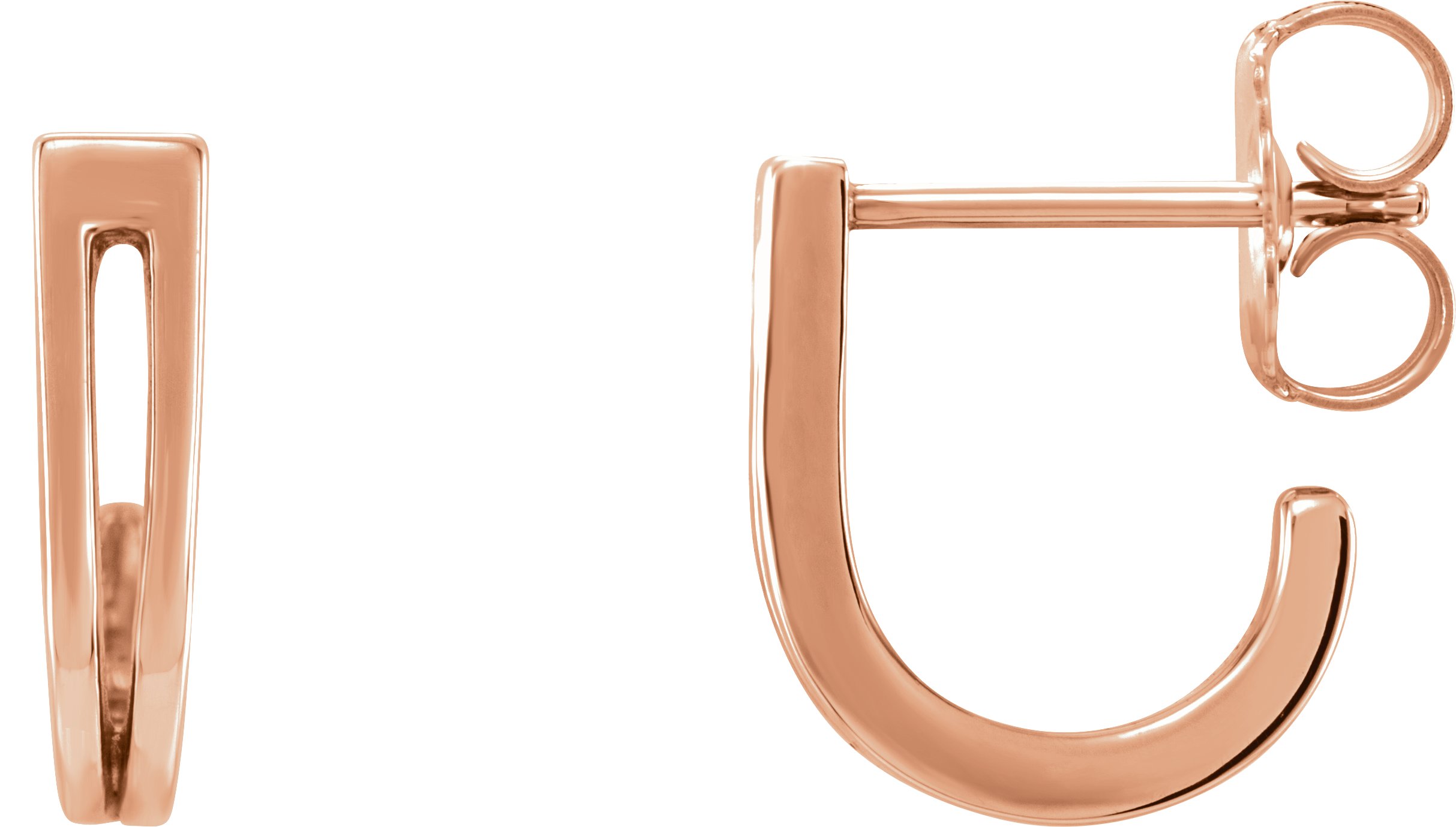 14K Rose Geometric J-Hoop Earrings