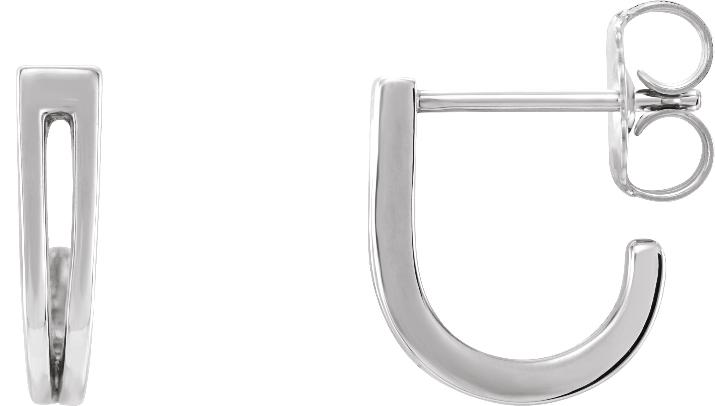 Sterling Silver Geometric J-Hoop Earrings