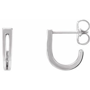 Sterling Silver Geometric J-Hoop Earrings