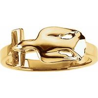 10K Yellow Dove & Cross Ring