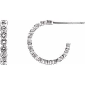 Platinum 1.5 mm Round Bezel-Set Huggie Earring Mounting