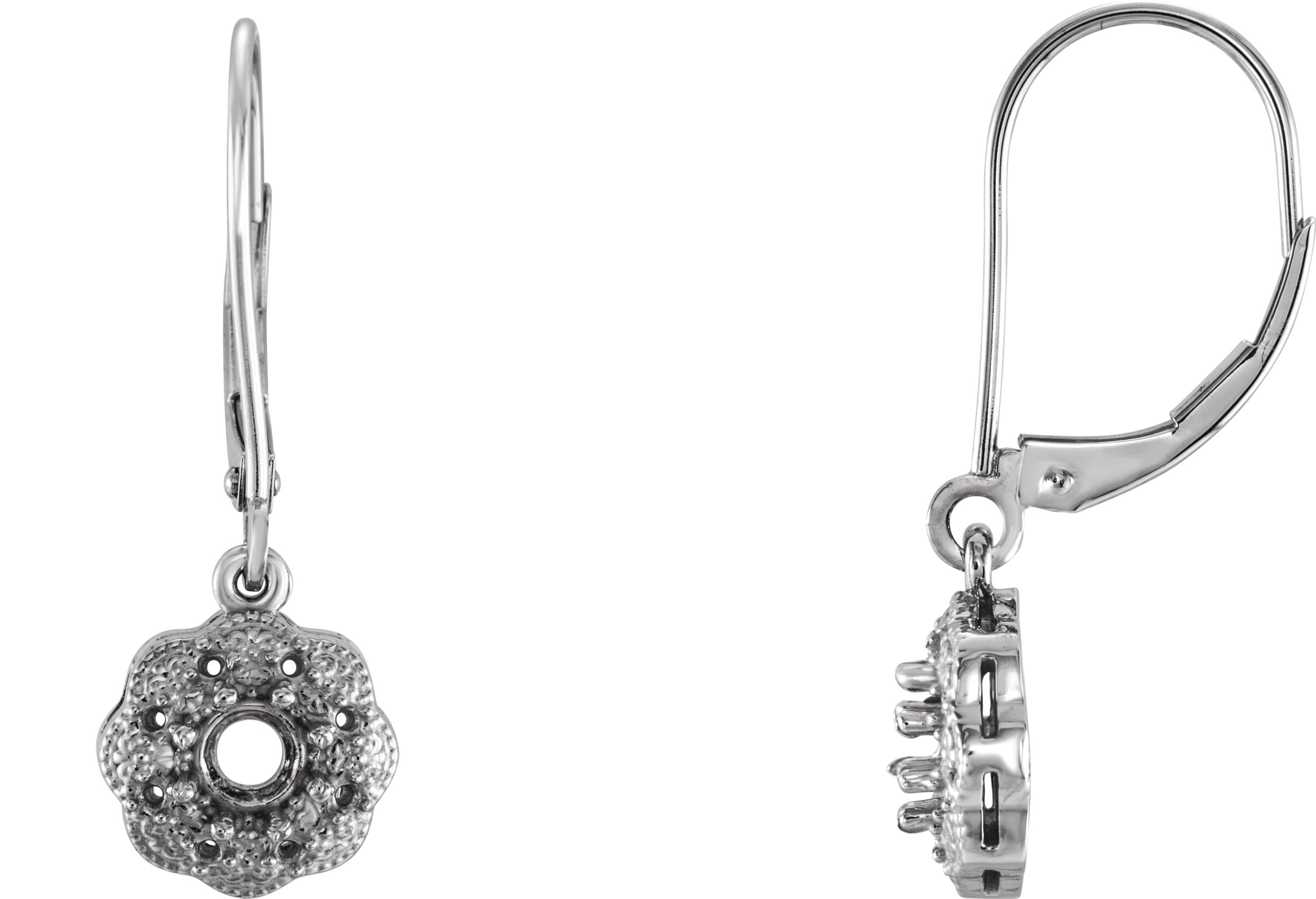 Round Halo-Style Earring Mounting