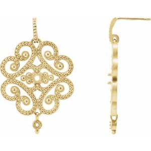 14K Yellow Granulated Earring Mounting | Stuller