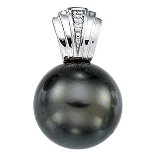 Tahitian Cultured Pearl and Diamond Pendant 11mm .01 CTW Ref 728914