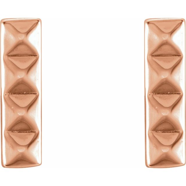 14K Rose Pyramid Bar Earrings