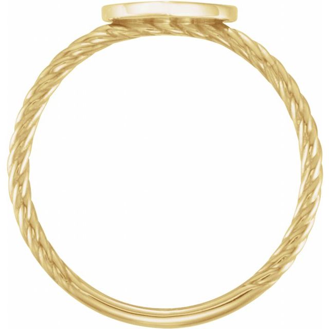 14K Yellow Heart Engravable Rope Ring 