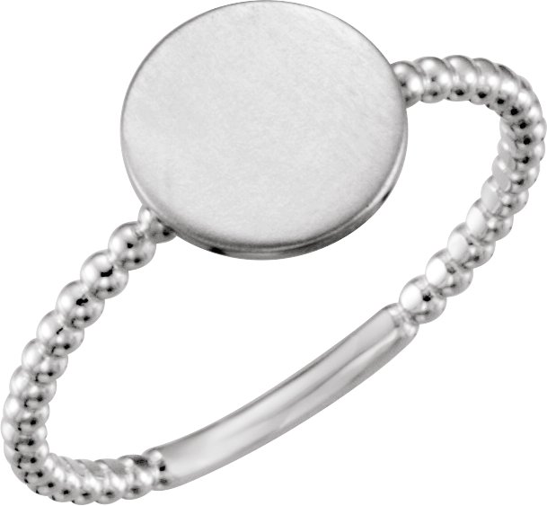 Continuum Sterling Silver Round Engravable Beaded Ring 