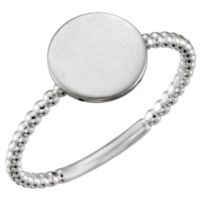 Continuum Sterling Silver Round Engravable Beaded Ring 