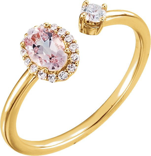 14K Yellow Morganite and .17 CTW Diamond Halo Style Ring Ref 12597468