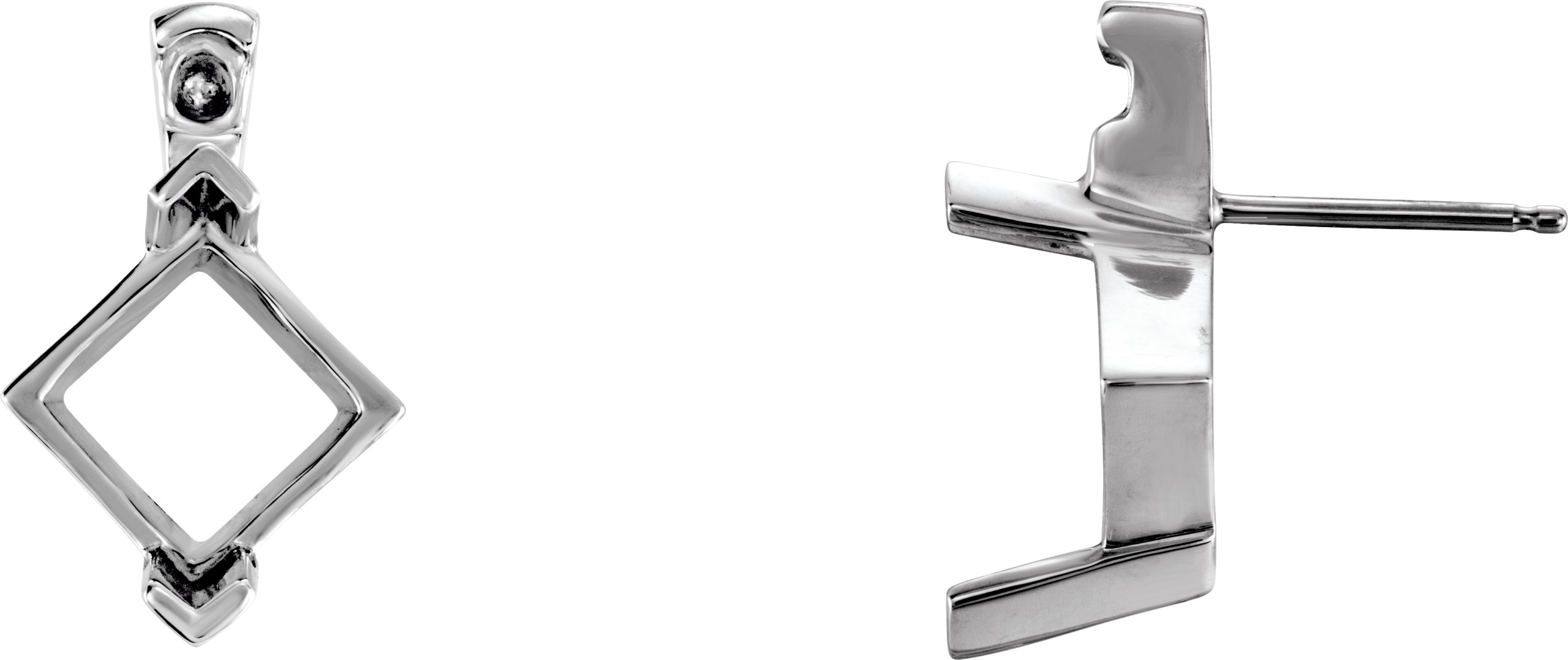 Accented Square 2-Prong V-End Earrings