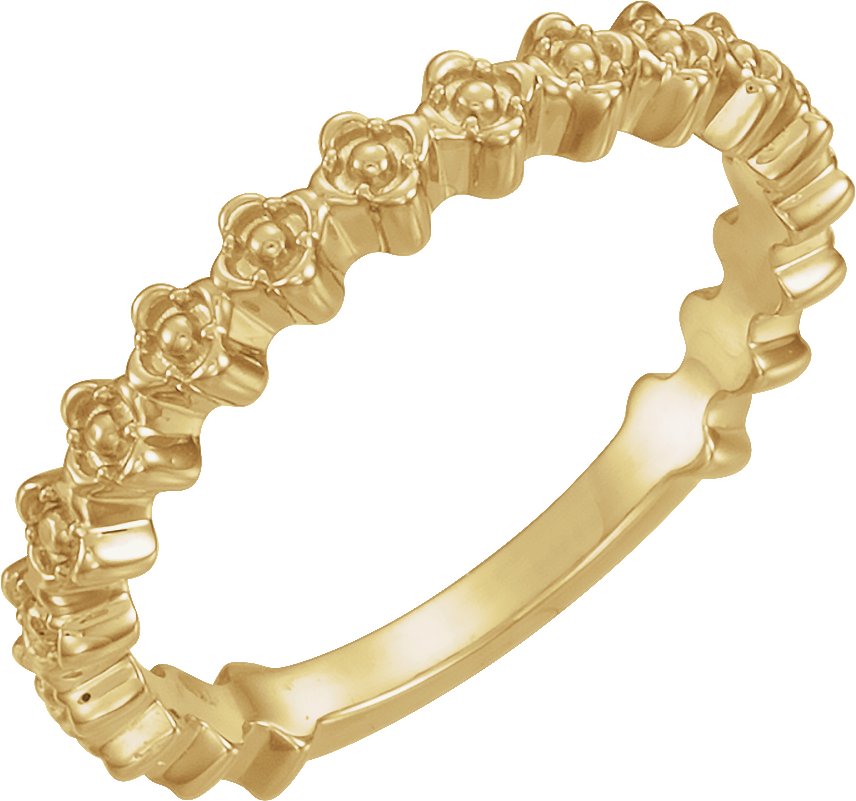 14K Yellow Clover Stackable Ring