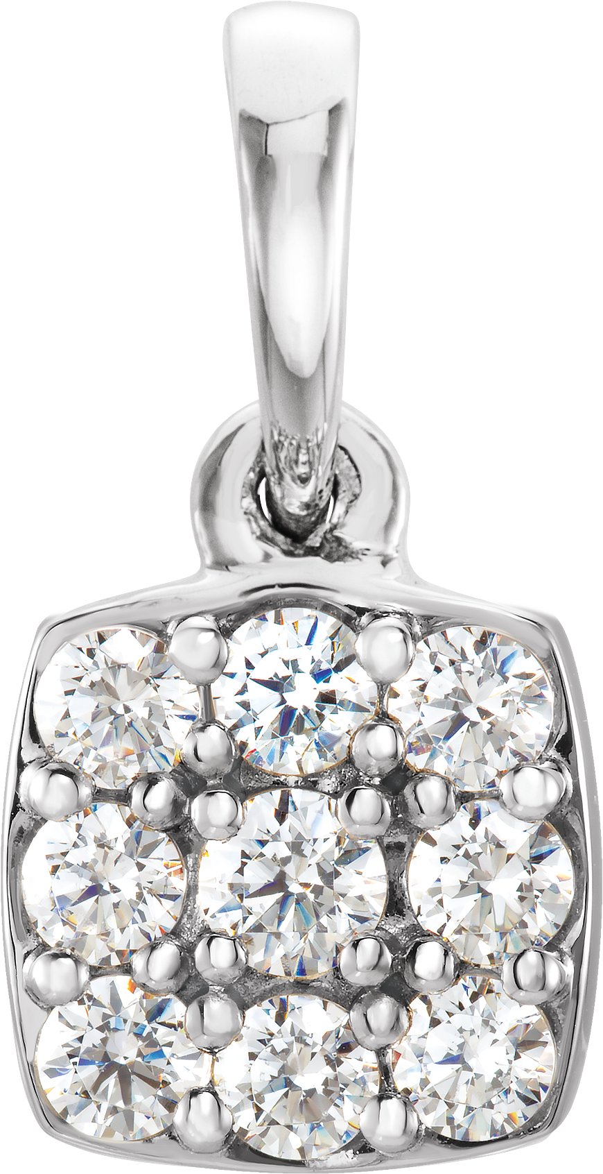 14K White 1/4 CTW Natural Diamond Cluster Pendant